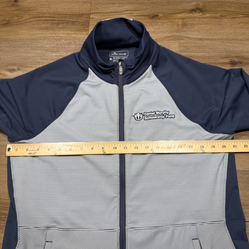 Peter Millar Golf Jacket Womens XL Navy Blue Striped Full Zip Daniel Murphy Logo - Picture 8 of 13